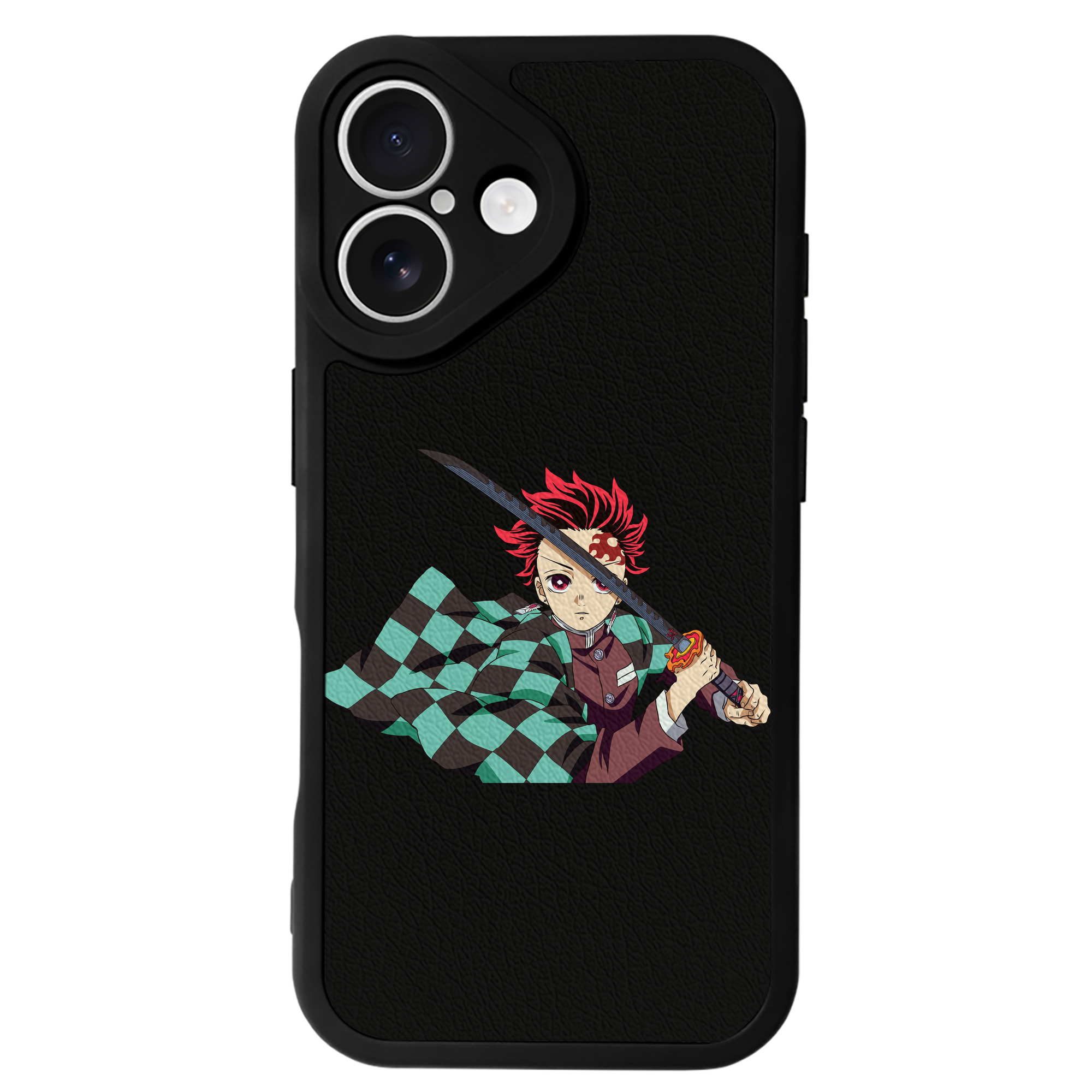 （画像用） 鬼滅の刃 竈門 炭治郎／かまど たんじろう Kamado Tanjirou 【iPhone 16シリーズ対応】シリコンスマホケース（レザー調） 材質：シリコン